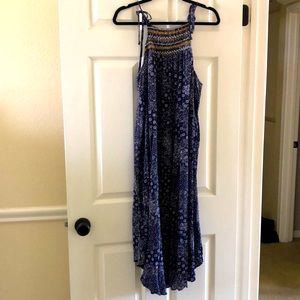 Knox Rose Smocked Boho MIDI Dress EUC L